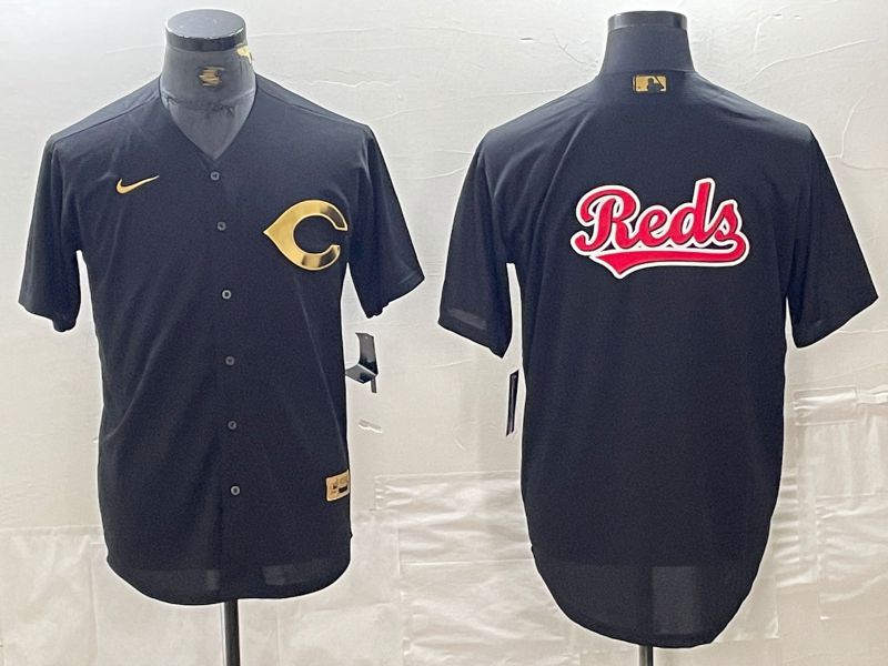 Men Cincinnati Reds Blank Black gold 4 th generation Nike 2024 MLB Jersey style 3